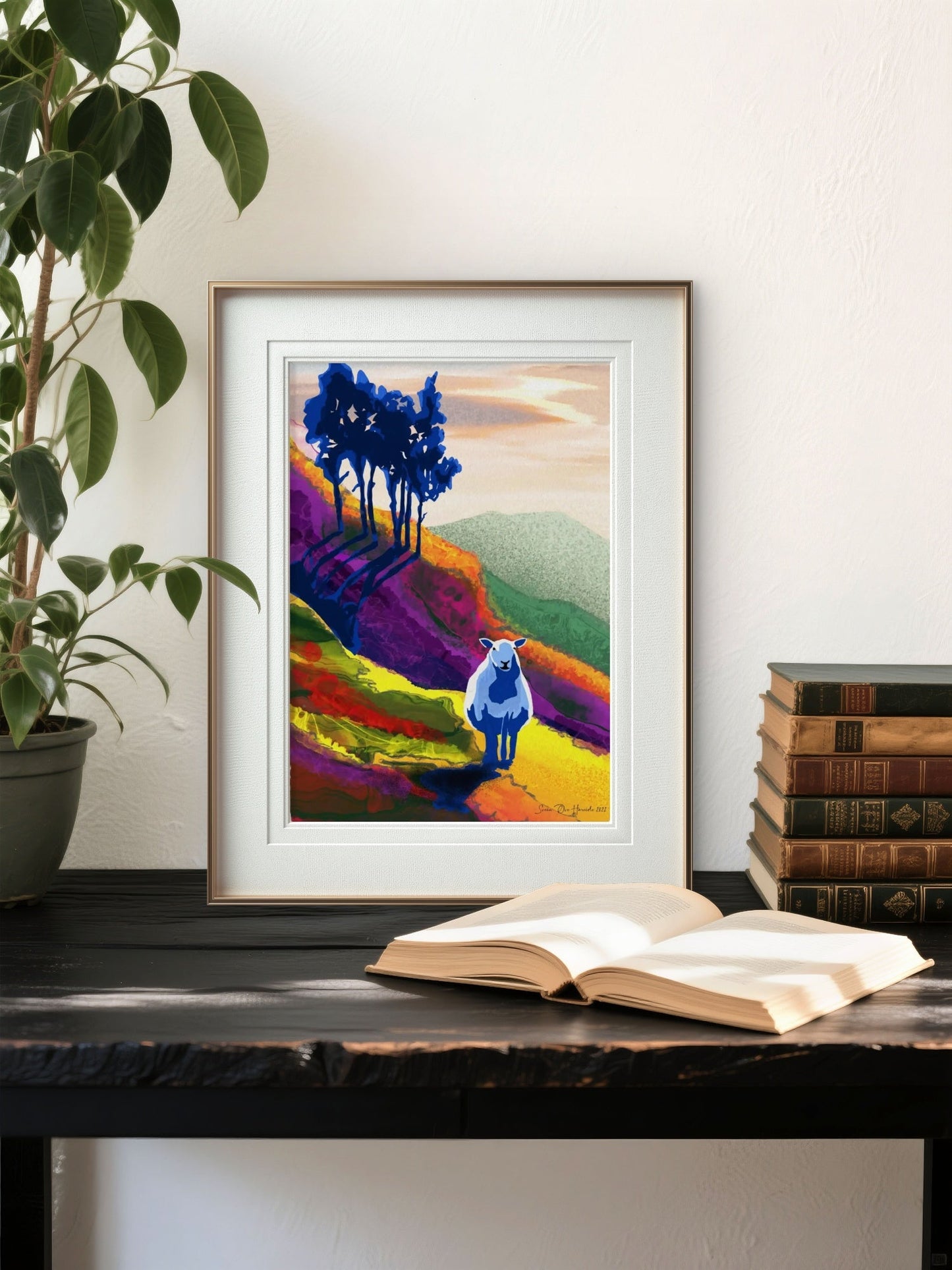 Ensom sau i lia – detalj av ensom sau i fjellandskap, giclée print på kunstpapir, HareideART