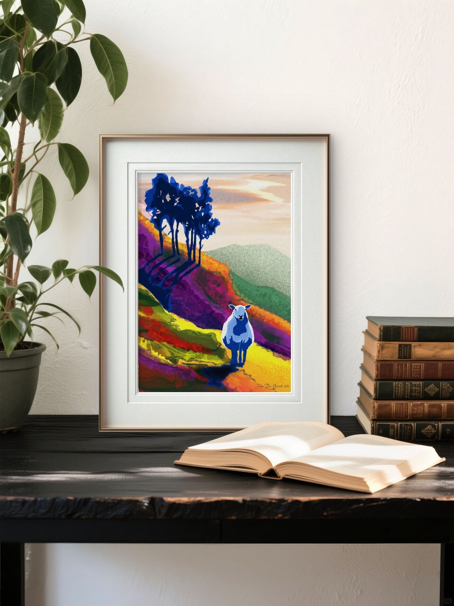 Ensom sau i lia – detalj av ensom sau i fjellandskap, giclée print på kunstpapir, HareideART