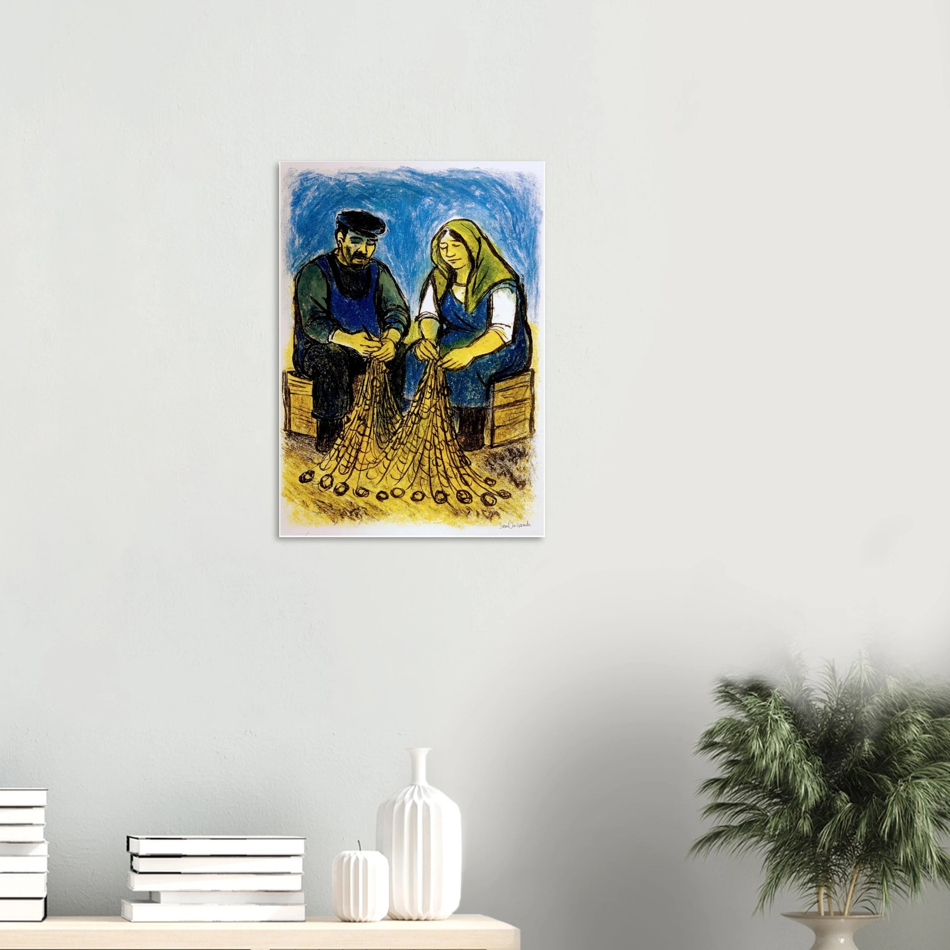 Et stille samarbeid på vegg uten ramm