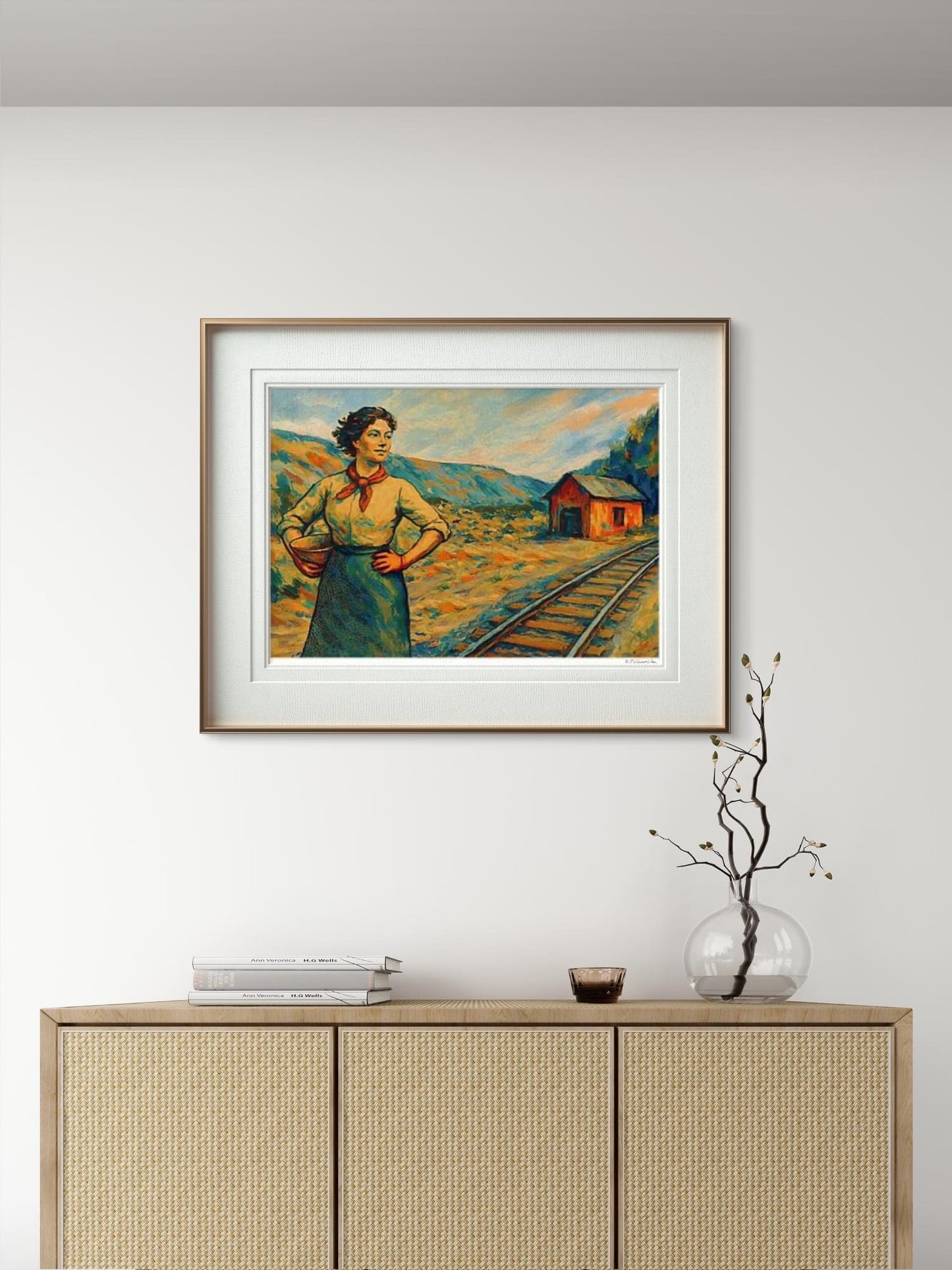 Svarta Bjørn – figurativt portrett inspirert av rallarlivet og kvinner under bygging av Ofotbanen, kunstprint av HareideART