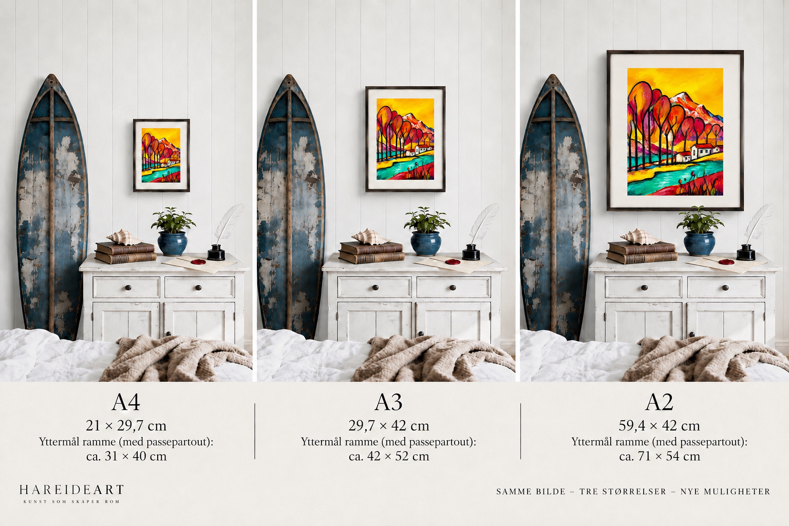 Fjellenes Fargerike Drøm i interiør – limited edition kunsttrykk fra HareideART