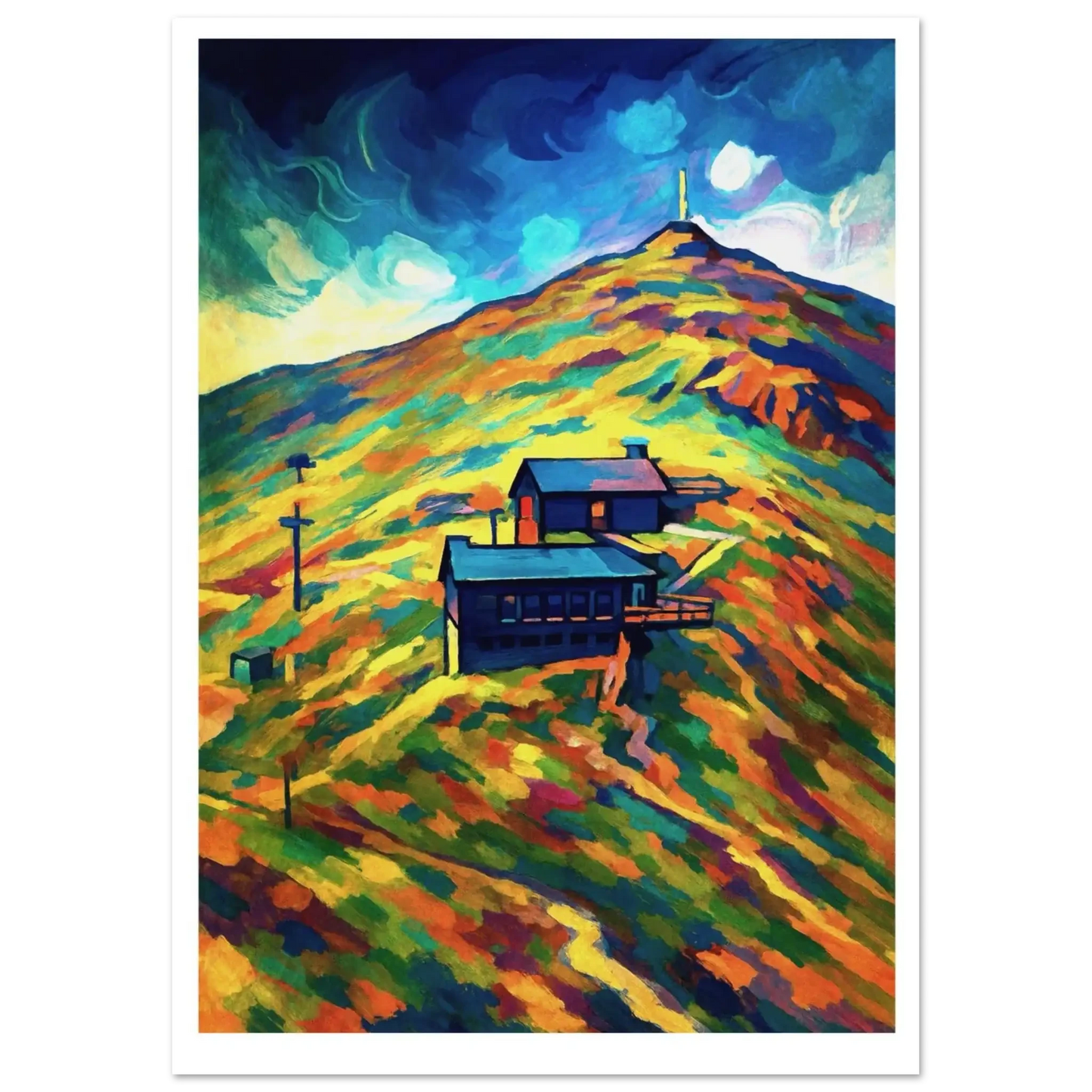 Fjellheisen Narvik – abstrakt utsikt mot Fagernesfjellet med Narviks panorama og nordnorsk fjellstemning, kunstprint av HareideART