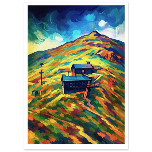 Fjellheisen Narvik – abstrakt utsikt mot Fagernesfjellet med Narviks panorama og nordnorsk fjellstemning, kunstprint av HareideART
