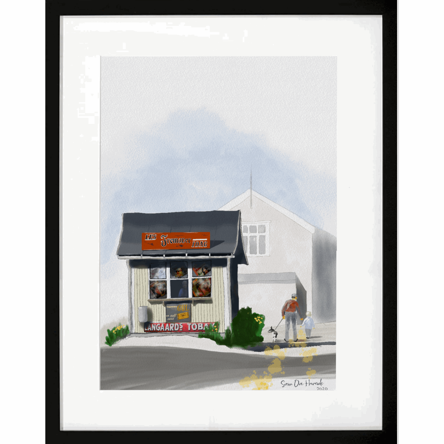 Groth-kiosken Narvik – historisk kioskillustrasjon med nostalgisk bystemning og sterk lokal identitet, kunstprint av HareideART