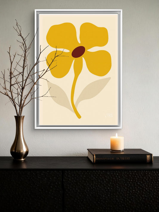 Gylden Blomst – Minimalistisk Botanisk Kunsttrykk HareideART