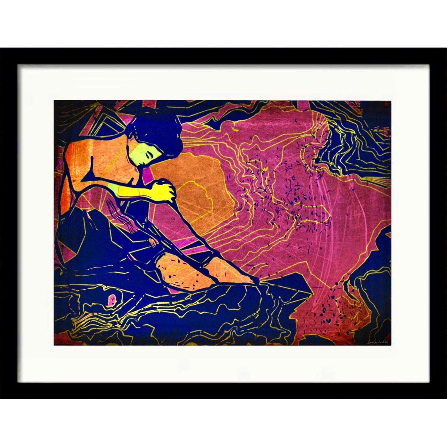 Han som tenker – figurativ kunst om stillhet og ettertanke med ekspressivt uttrykk, kunstprint av HareideART