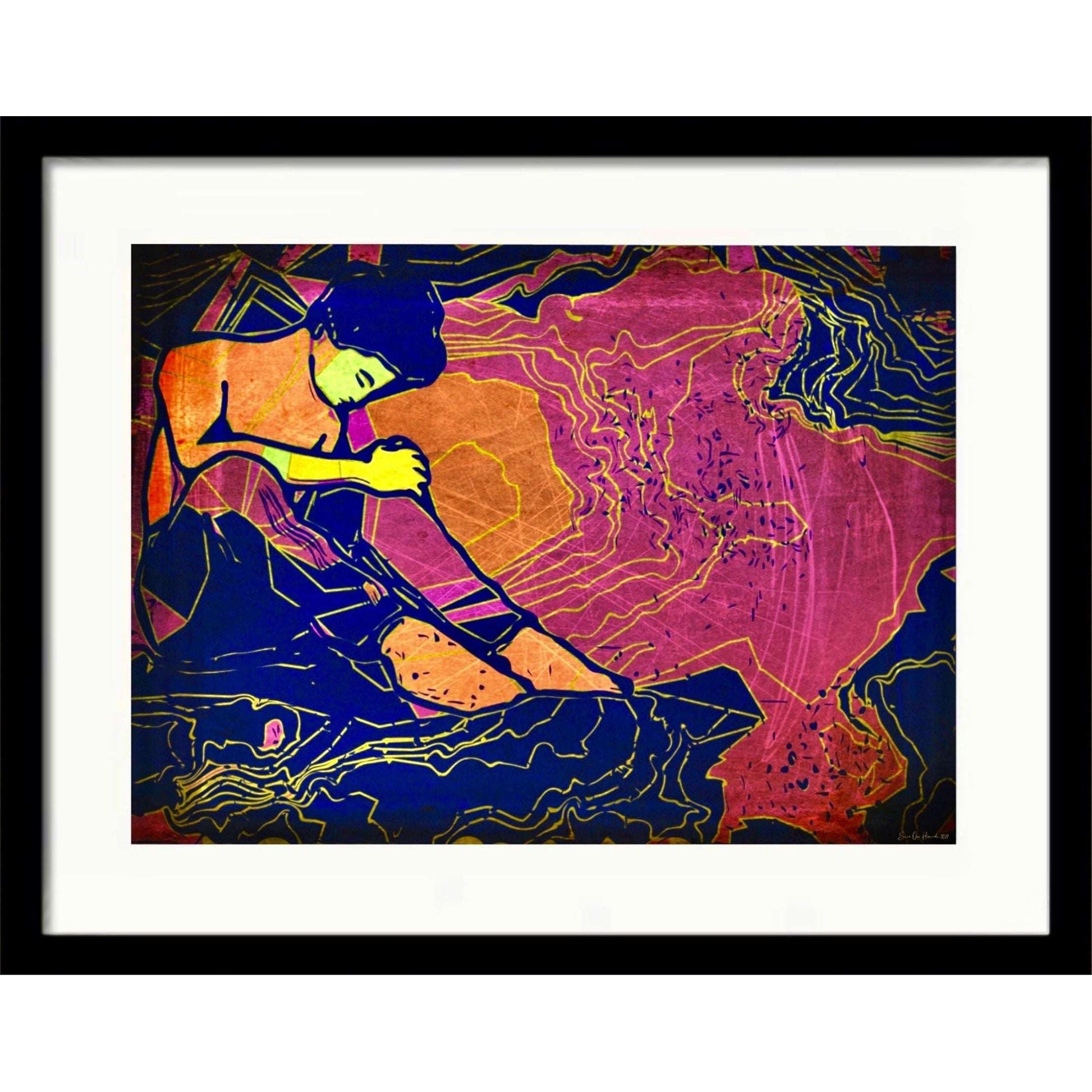 Han som tenker – figurativ kunst om stillhet og ettertanke med ekspressivt uttrykk, kunstprint av HareideART