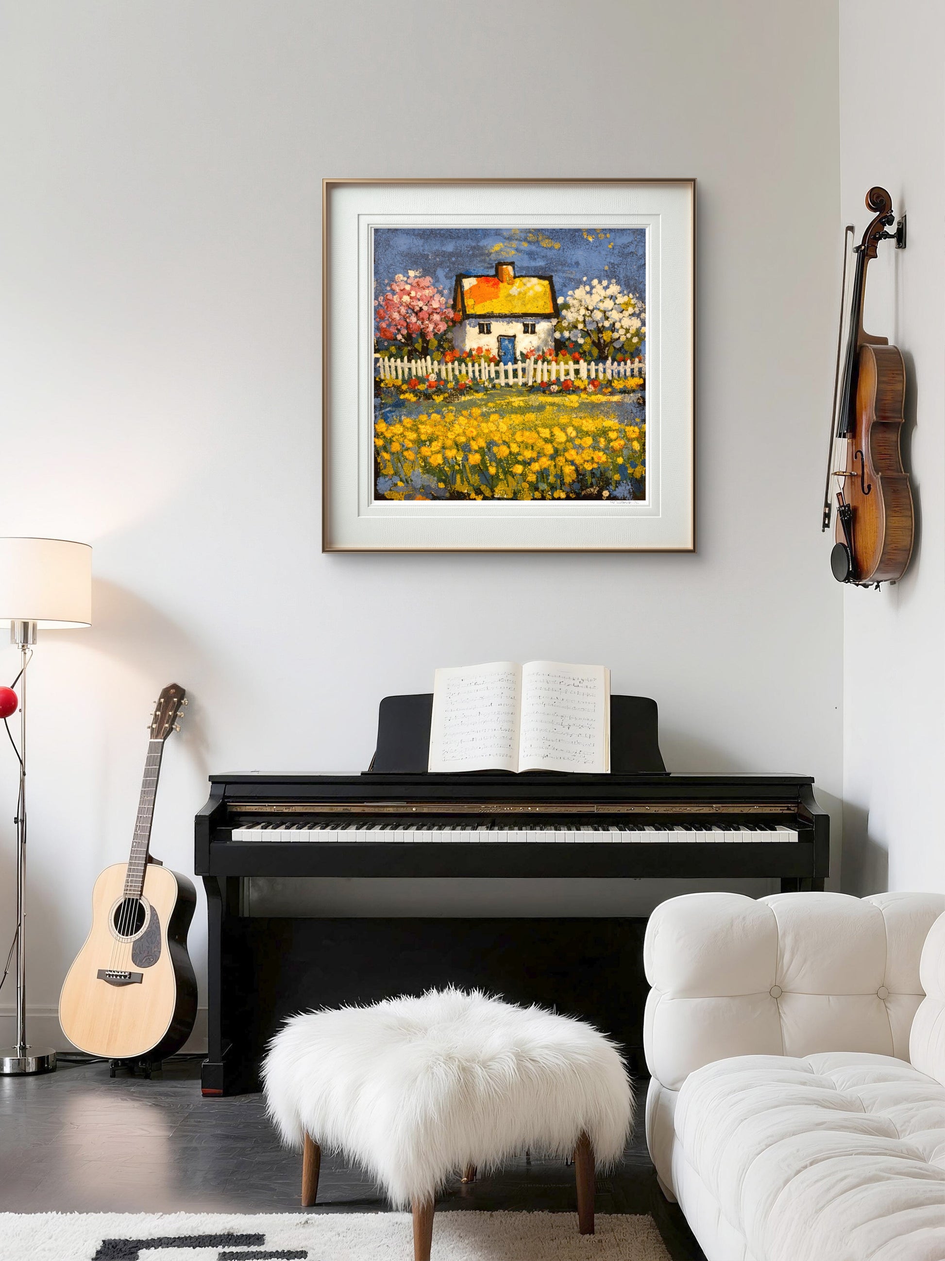 Et vakkert fargerikt bilde som passer for ditt musikkrom