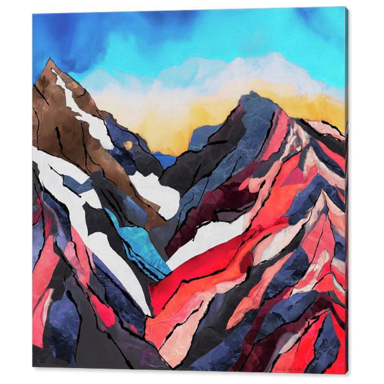Segmentert fjell på canvas