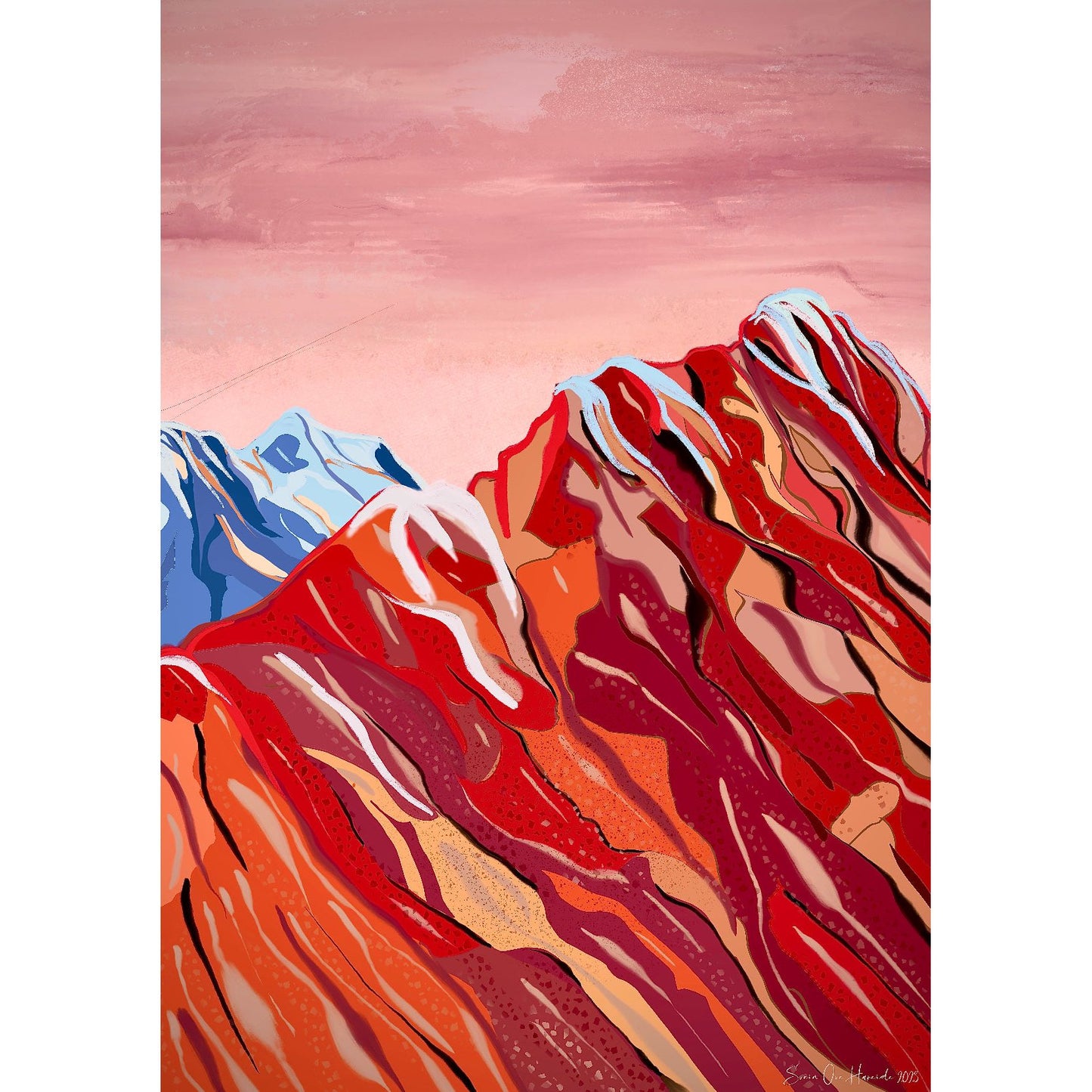 Red segmented mountain uten ramme