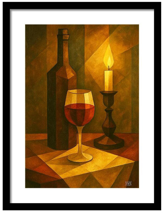 Stilleben av vin og stearinlys