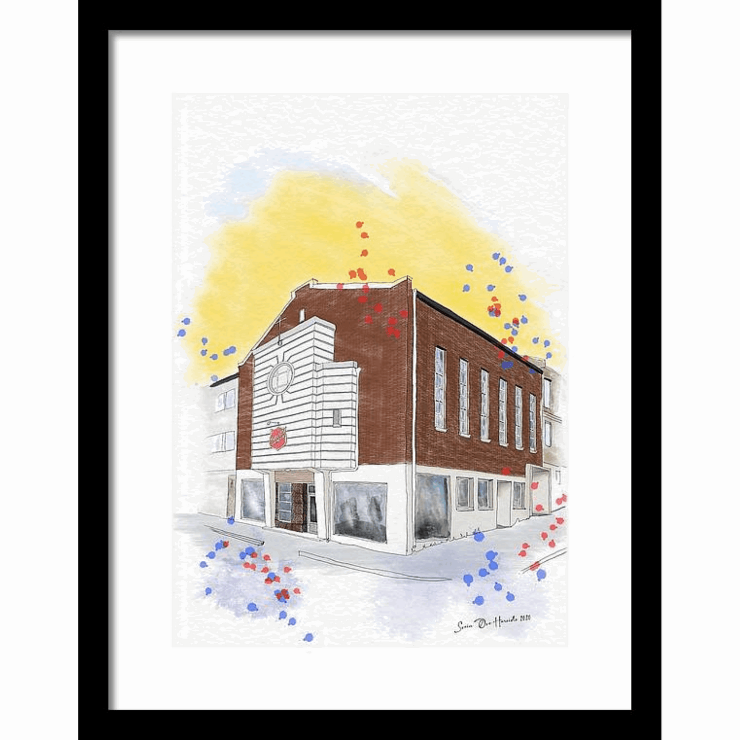 Baptisten Narvik – historisk bygningsillustrasjon med varmt og gjenkjennelig særpreg, giclée kunstprint av HareideART