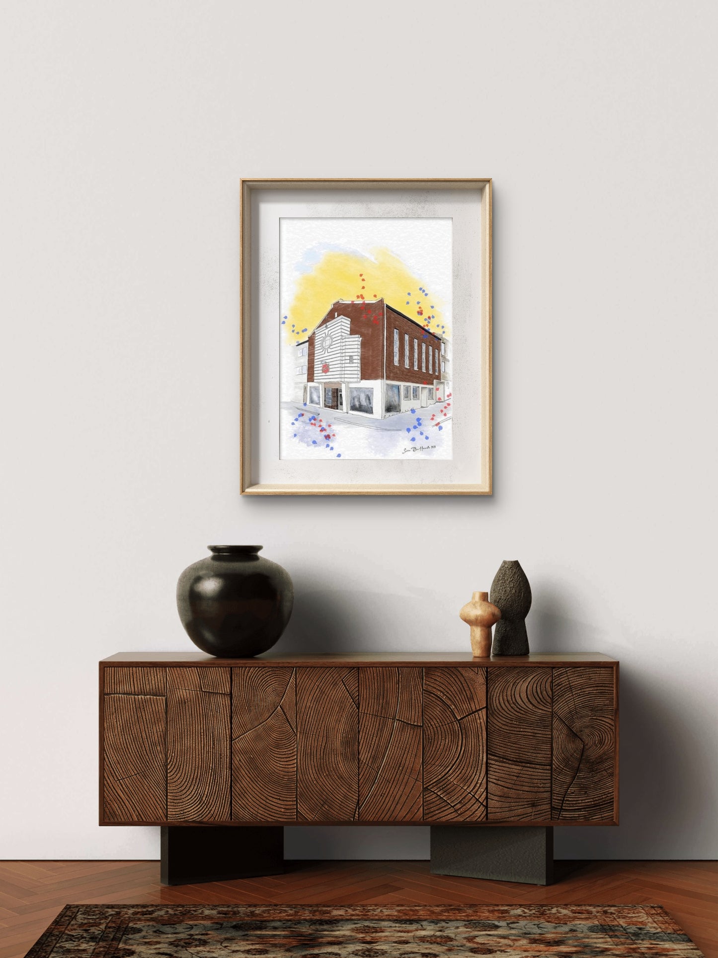 Illustrasjon-av-Baptisten-bygning-i-Narvik-Giclee-print-HareideART