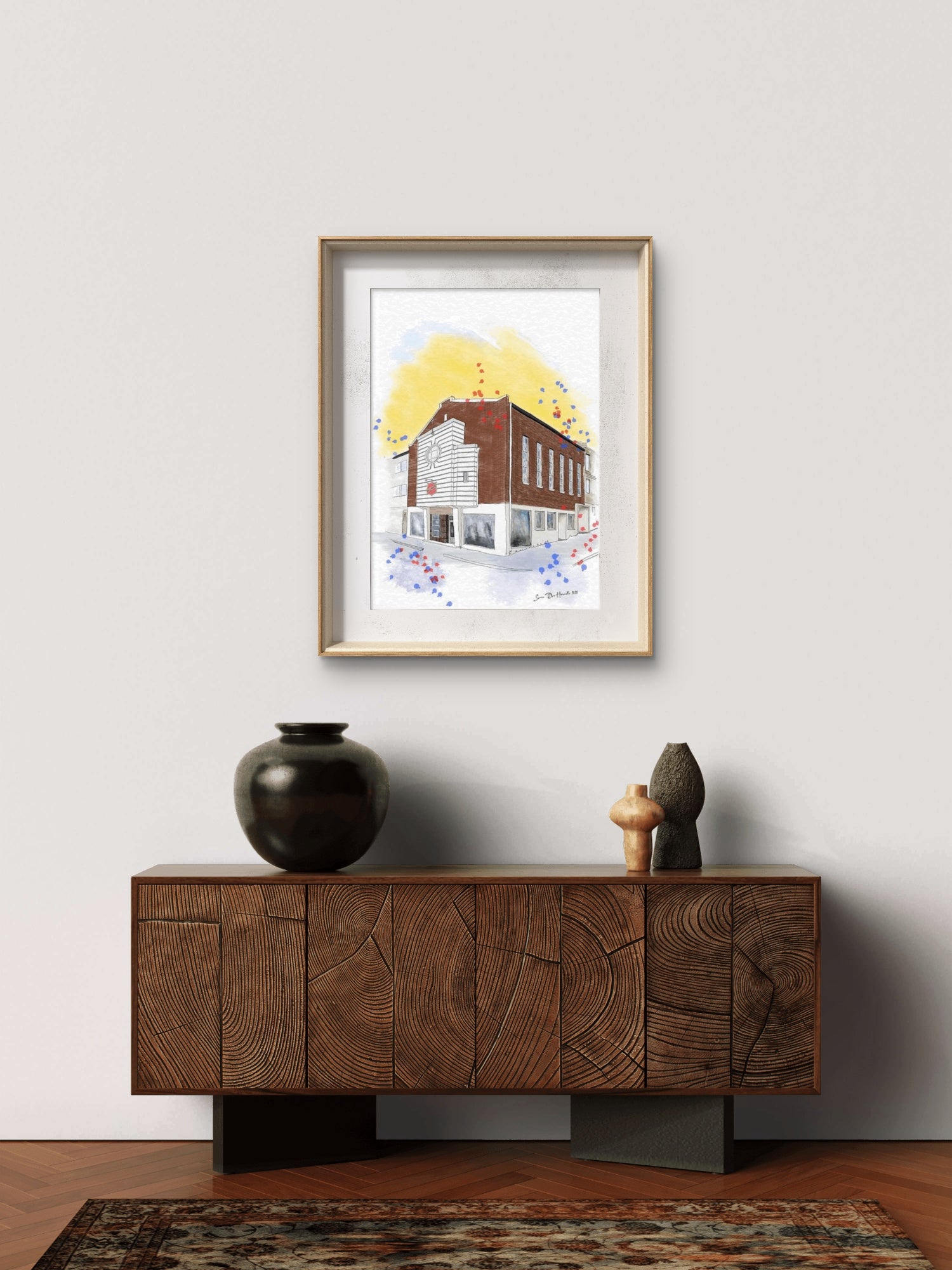 Illustrasjon-av-Baptisten-bygning-i-Narvik-Giclee-print-HareideART