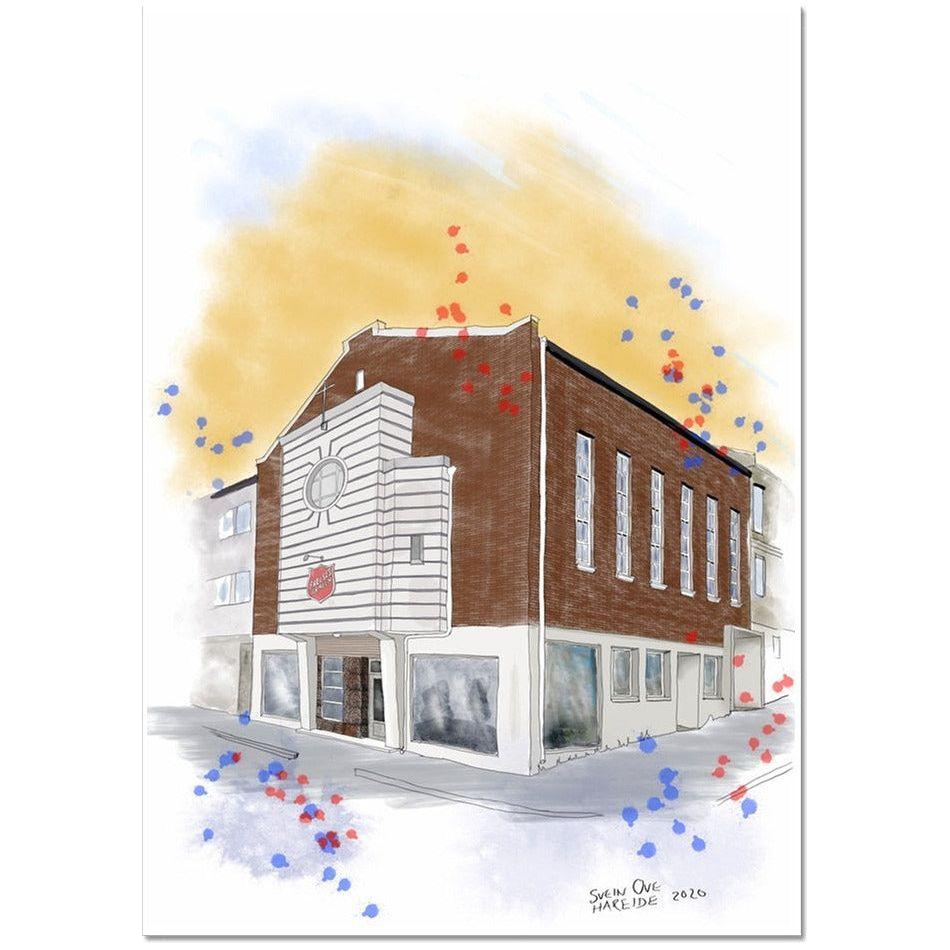 Illustrasjon av Baptisten bygning i Narvik - Giclee print