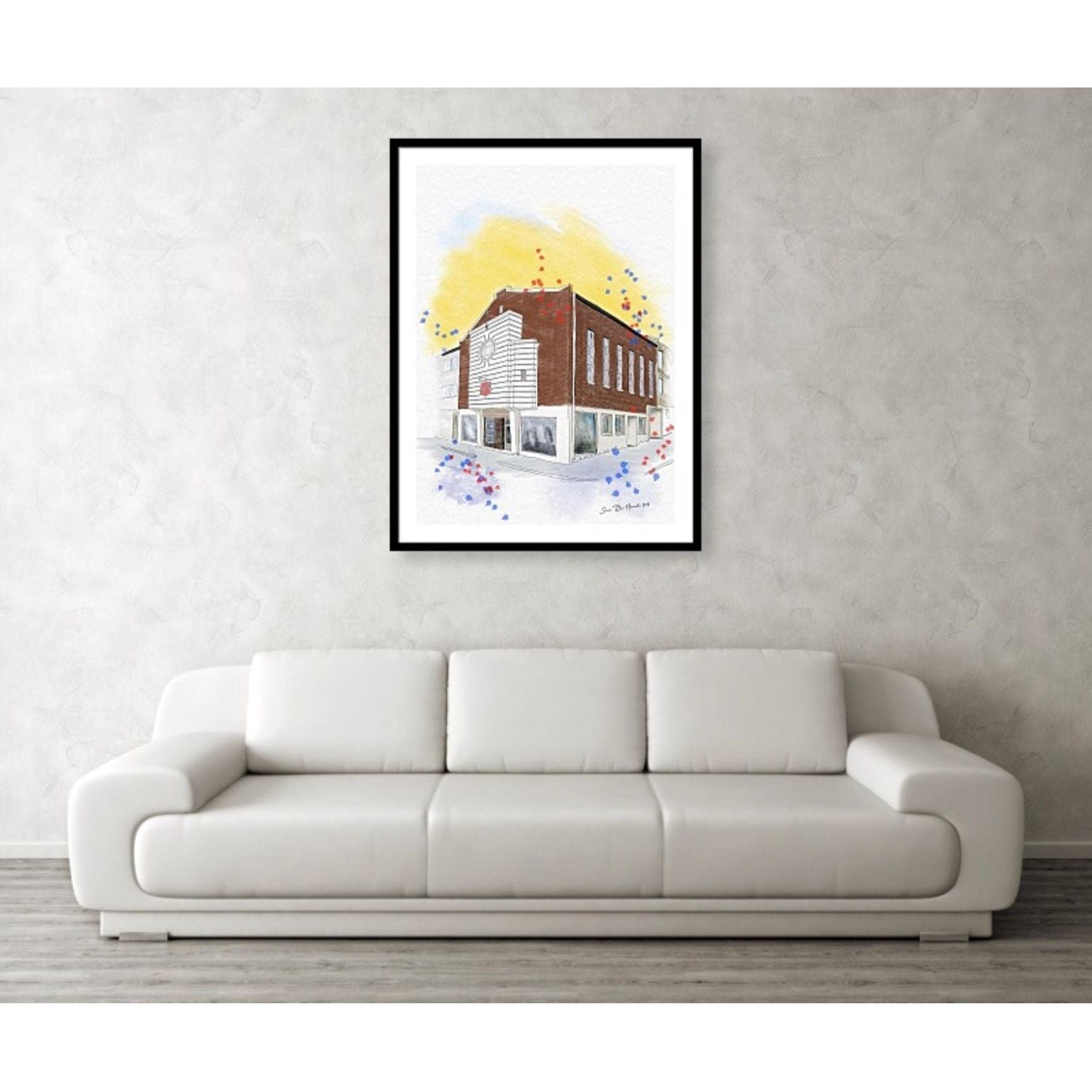 Illustrasjon av Baptisten bygning i Narvik - Kunstprint fra HareideART