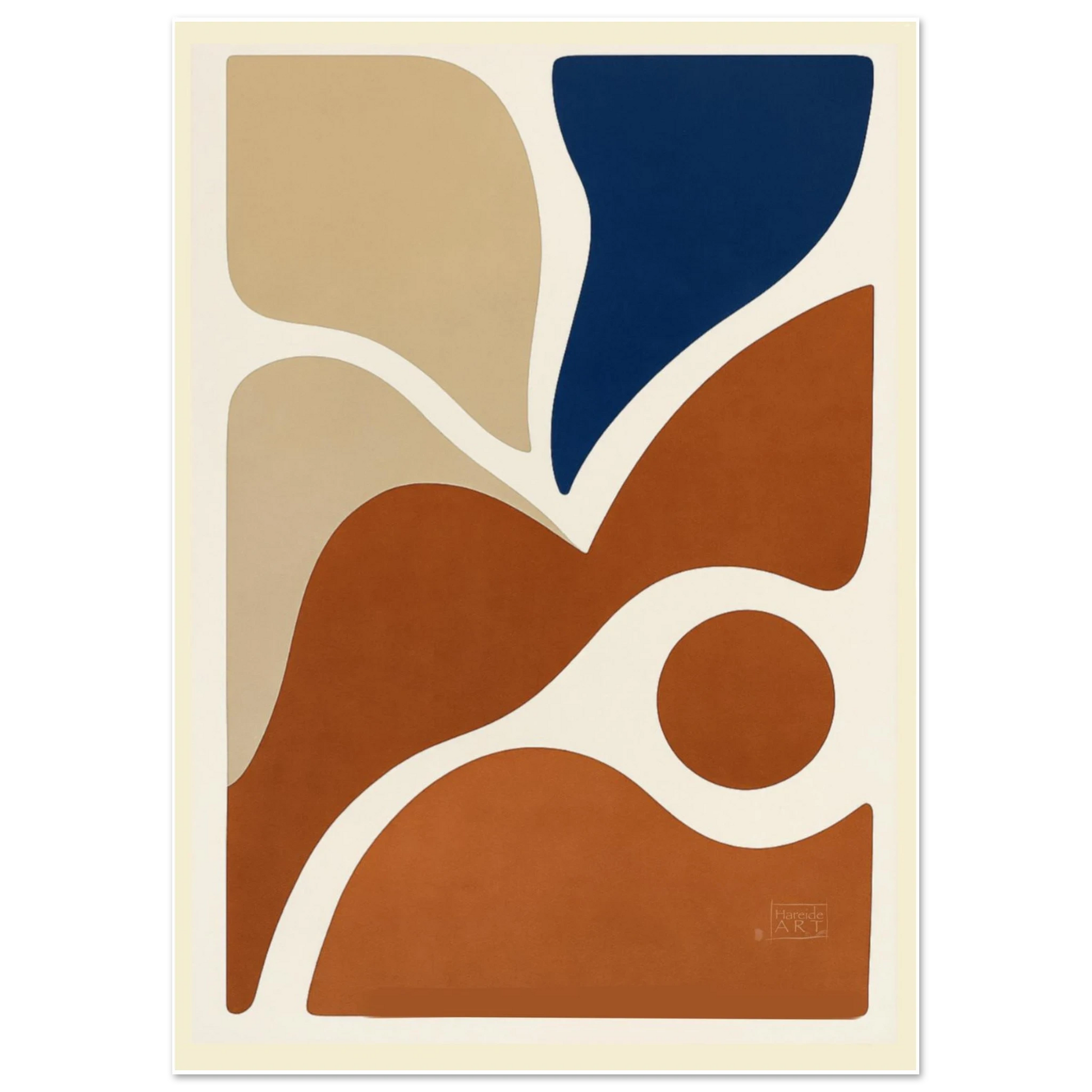 Jord og himmel – abstrakt kunsttrykk med jordnære toner som skaper rolig dialog mellom jord og himmel, kunstprint av HareideART