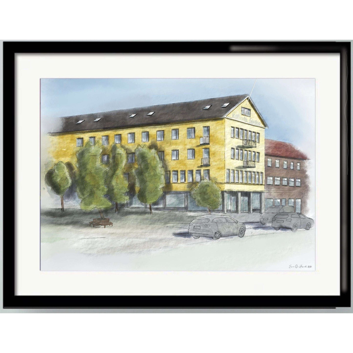 Kolflaath gården – nostalgisk norsk gårdsmotiv med varm atmosfære og landlig karakter, kunstprint av HareideART