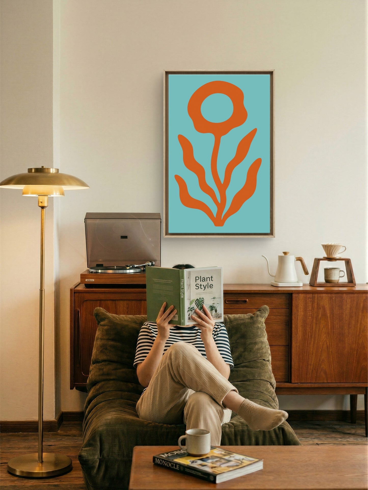 Koralblomst – Abstrakt Kunsttrykk med Korallrøde Toner kunstprint