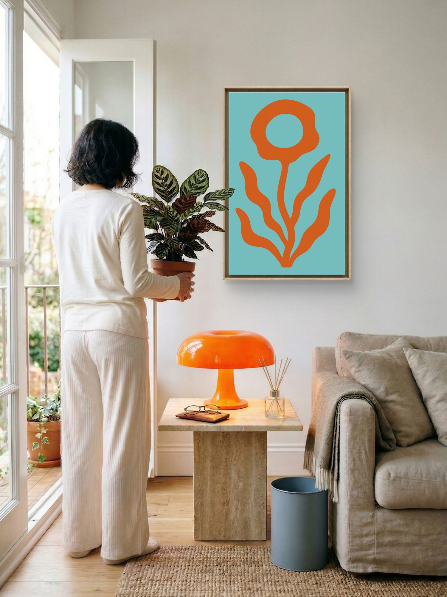 Koralblomst – Abstrakt Kunsttrykk med Korallrøde Toner kunstprint