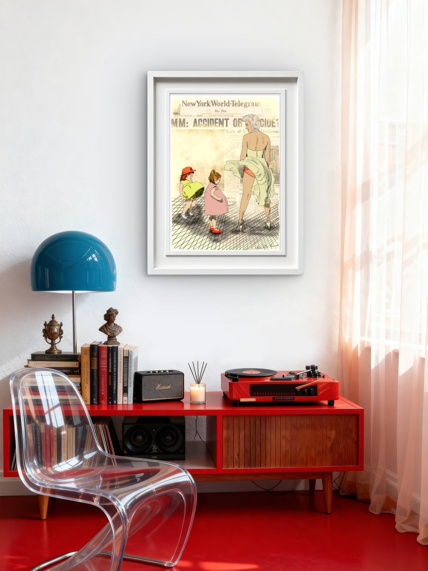 Look Marilyn uten ramme – stemningsfullt pop art portrett som kombinerer nostalgi og moderne abstrakt kunst, HareideART