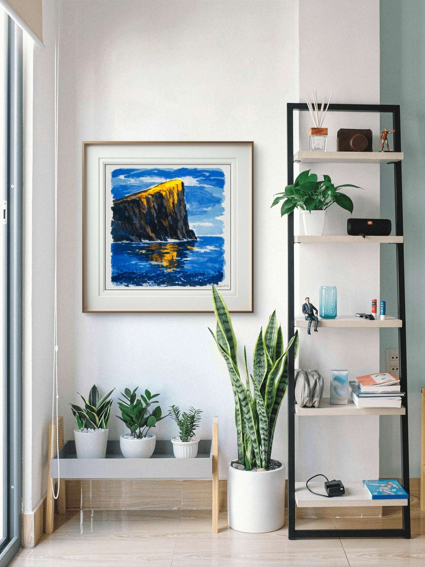 Lyset på kanten – Abstrakt Klippe og Hav Kunstprint