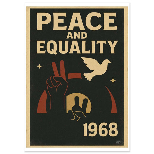 Martin Luther King Jr. fred og likeverd – grafisk hyllest til borgerrettighetsikonet i kraftfull plakatsil, kunstprint av HareideART