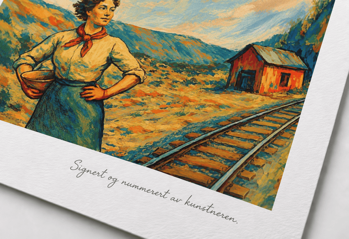 Svarta Bjørn – rallarliv – presentasjonsbilde 2, giclée-trykk, signatur