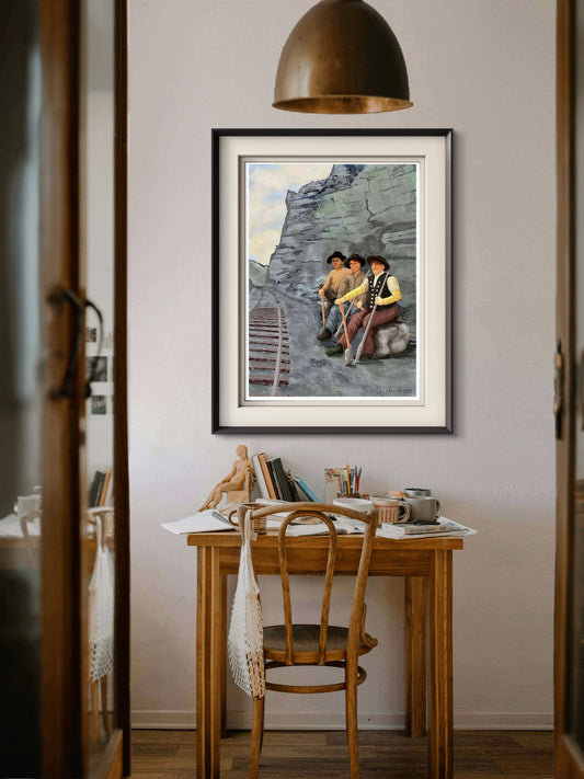 Pause under bygging av Ofotbanen – Kunstprint 