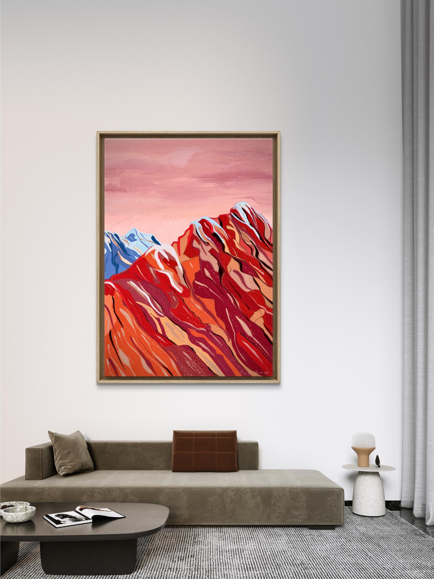 Red segmented mountain - HareideART- kunstprint