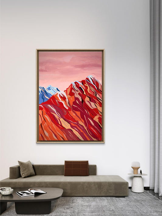 Red segmented mountain - HareideART- kunstprint