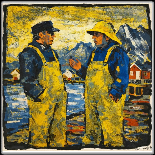 Samtalen – Norsk Kystmotiv Kunstprint- Hareideart