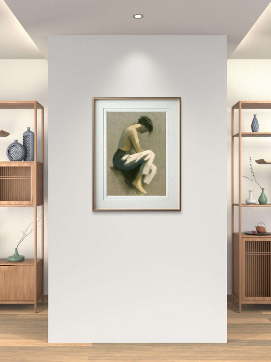 Stillhet i tankene – Figurativ Kunstprint i Bruntoner - HareideART