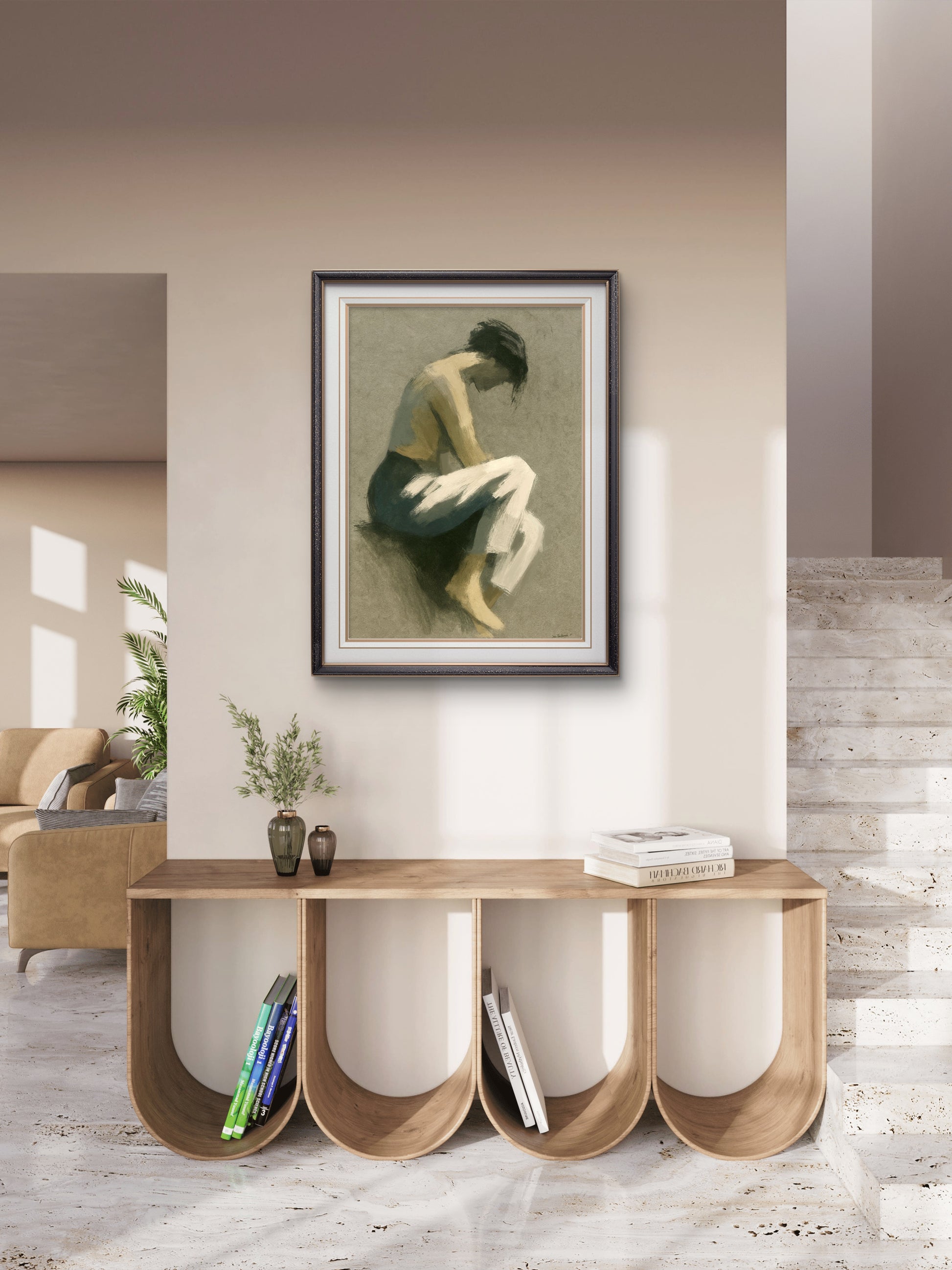 Myk abstrakt design med rolige toner og kunstnerisk uttrykk – digital veggdekor