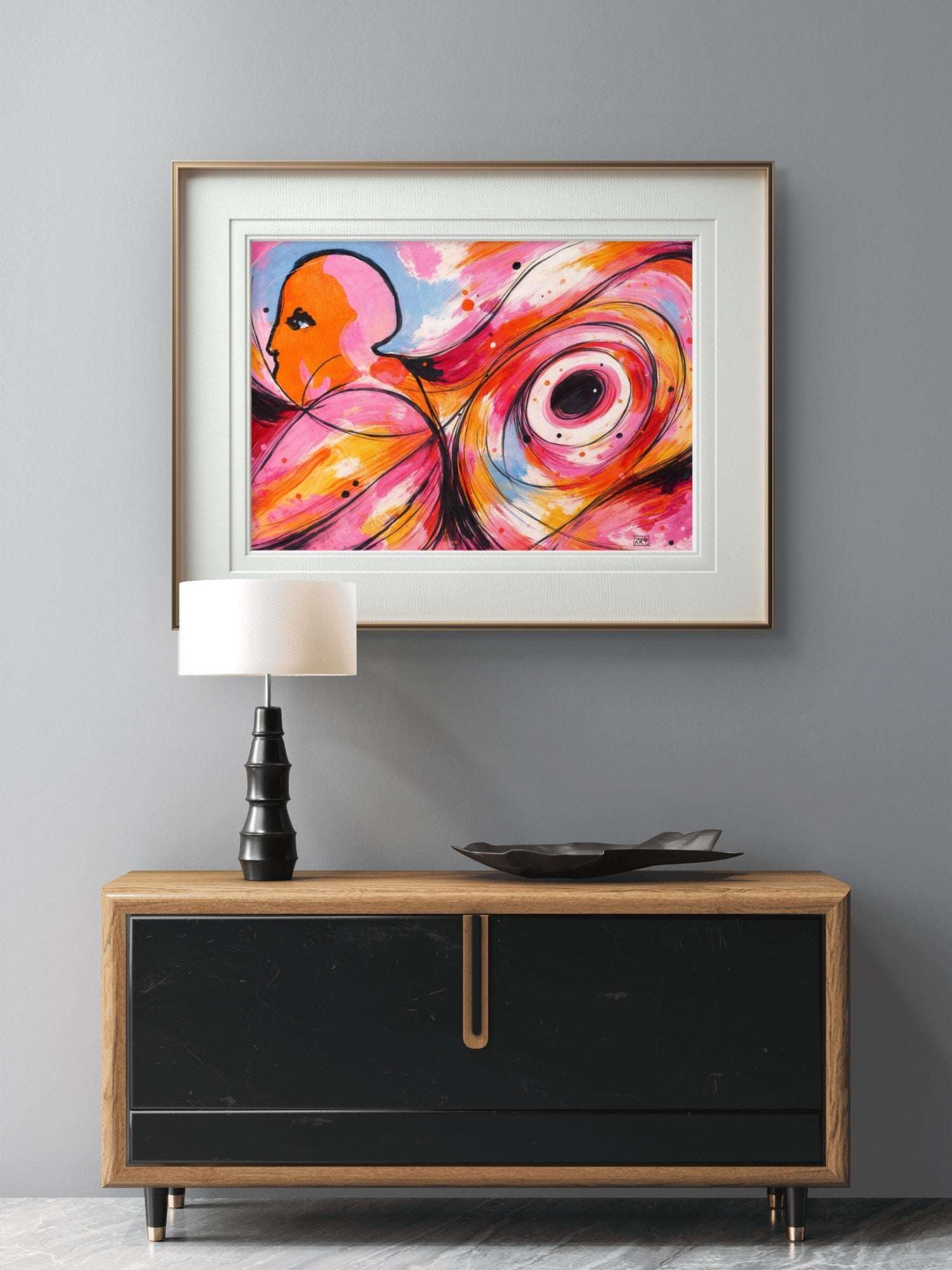 Indre Ro – Abstrakt Kunstprint i Rosa og Oransje