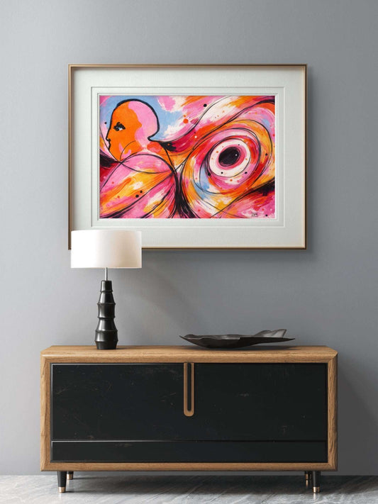 Indre Ro – Abstrakt Kunstprint i Rosa og Oransje