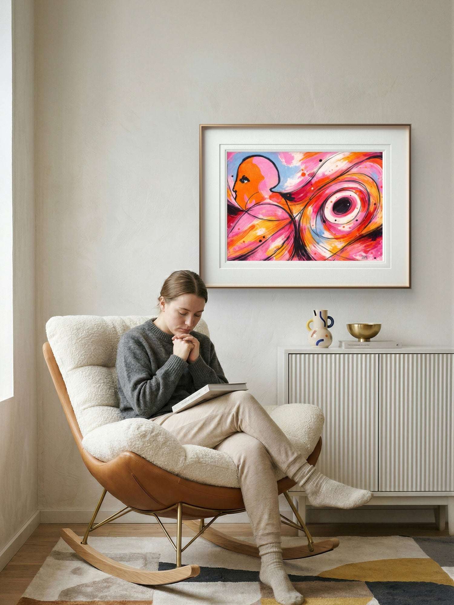 Indre Ro – Abstrakt Kunstprint i Rosa og Oransje