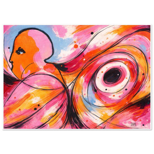 Indre ro – abstrakt kunstprint i rosa og oransje med flytende former og meditativ indre stillhet, kunstprint av HareideART