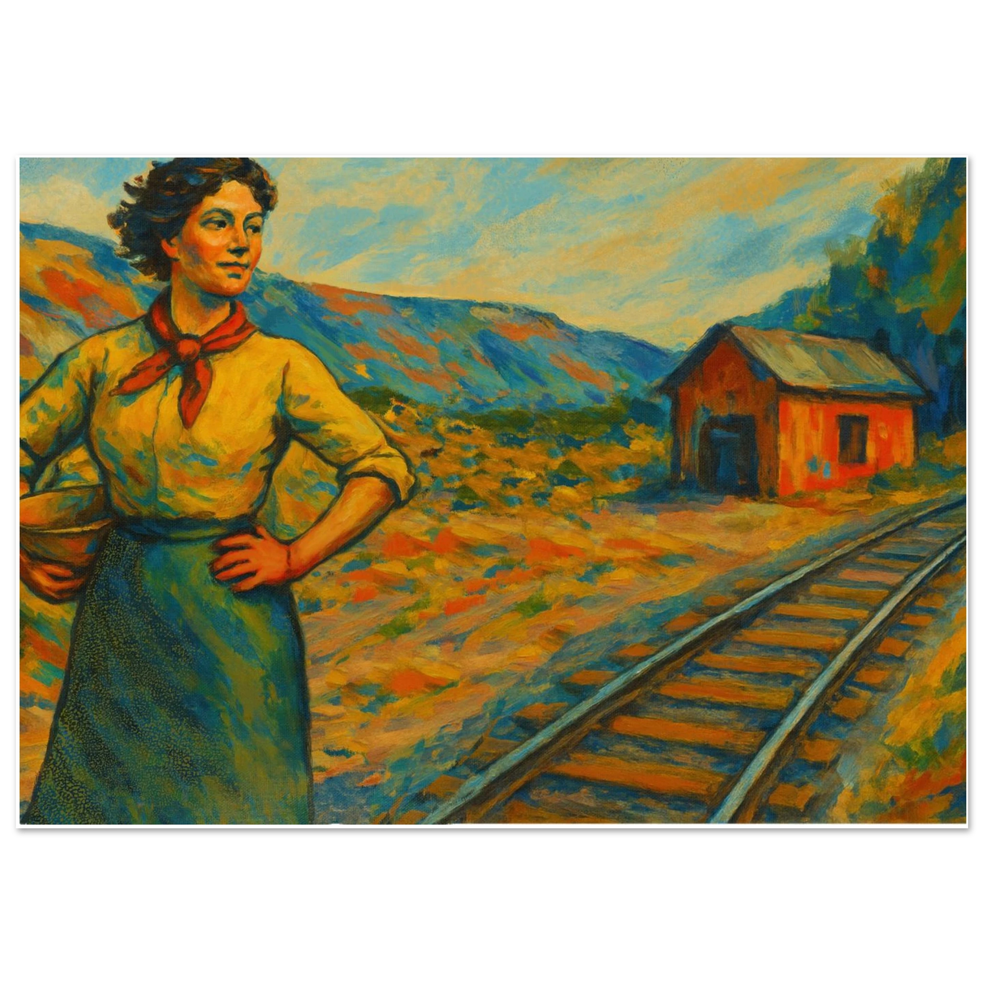 Abstrakt bilde av Svarta Bjørn i nord-norsk landskap - malt av HareideART