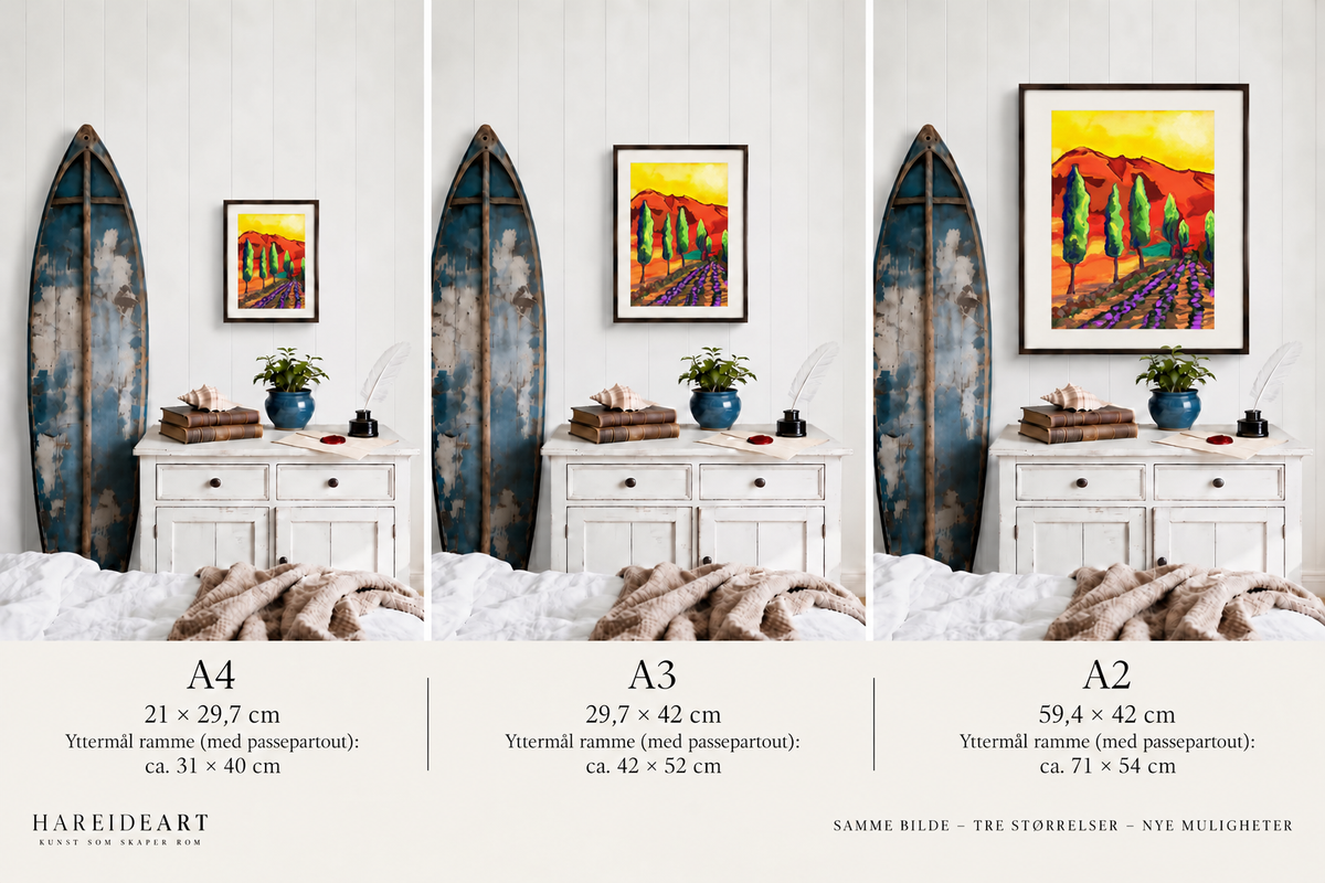 Cypress og lavendel – giclée-print, HareideART