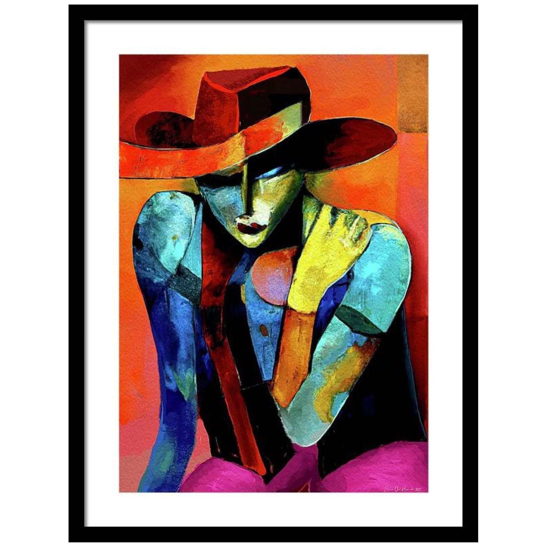 The Boss – figurativ cowboy-kunst med stødig uttrykk og rustikk vestlig atmosfære, kunstprint av HareideART