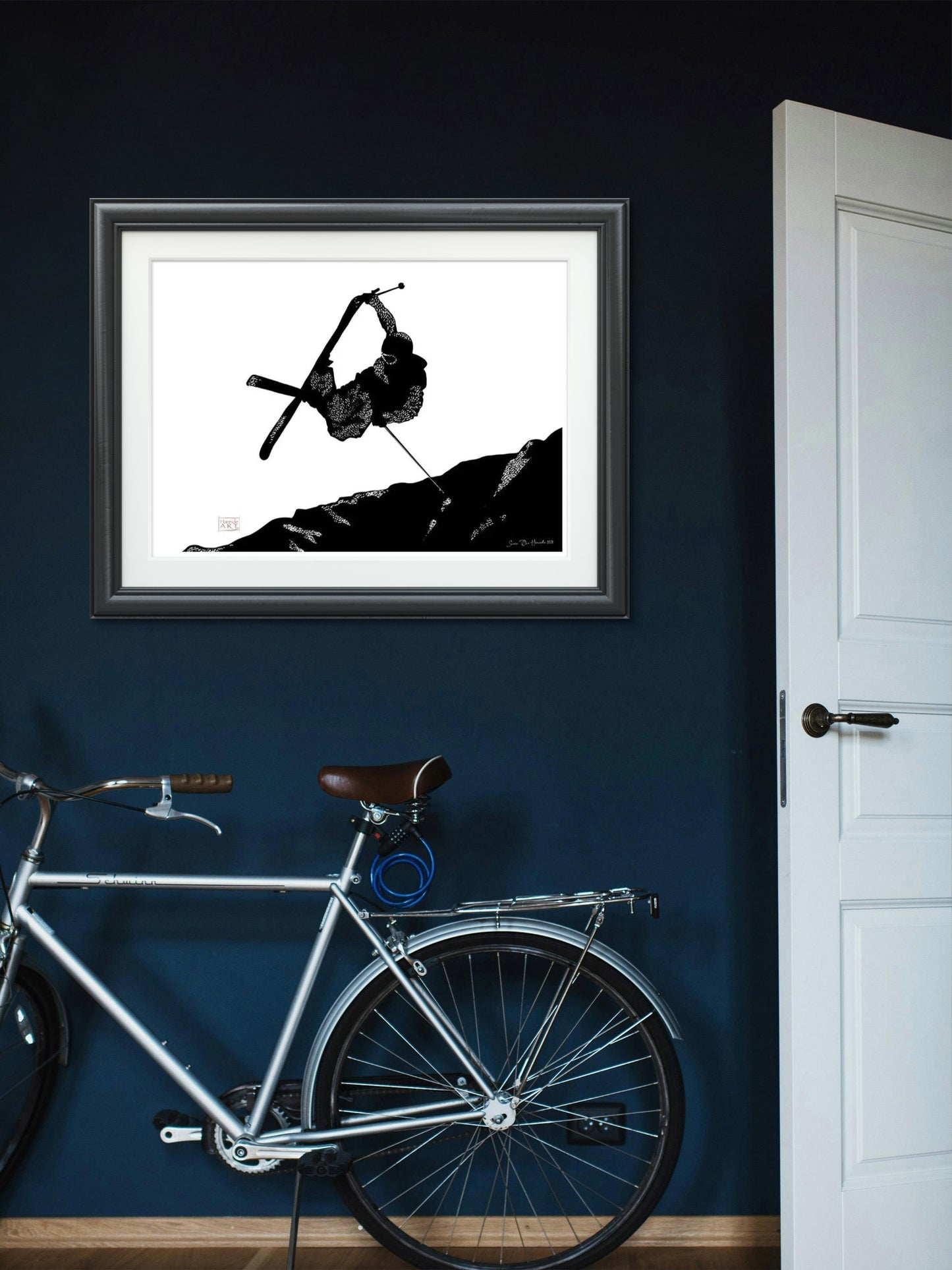 The Freeskier detalj – nærbilde av farger og bevegelse i pop art skikunst av HareideART