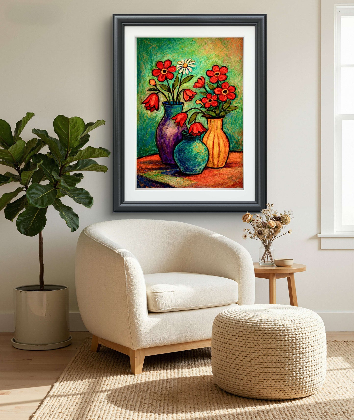 Fargerike Blomster i Pastell – Moderne Kunstprint