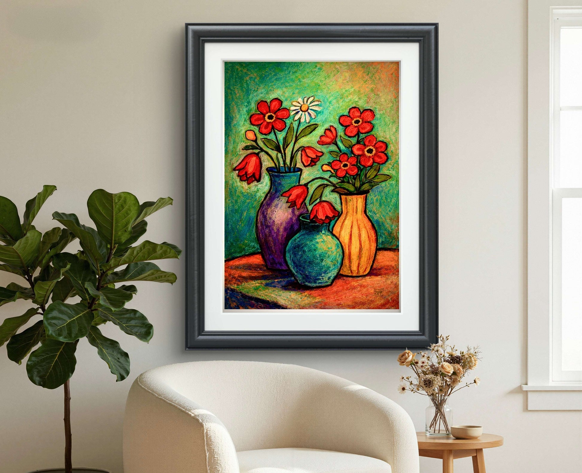 Fargerike Blomster i Pastell – Moderne Kunstprint