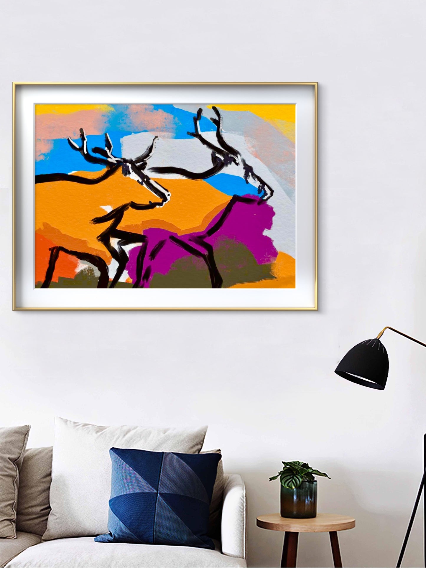 Vårflytting – fargesterkt giclée-trykk av reinsdyr i nordnorsk vårlandskap fra HareideART