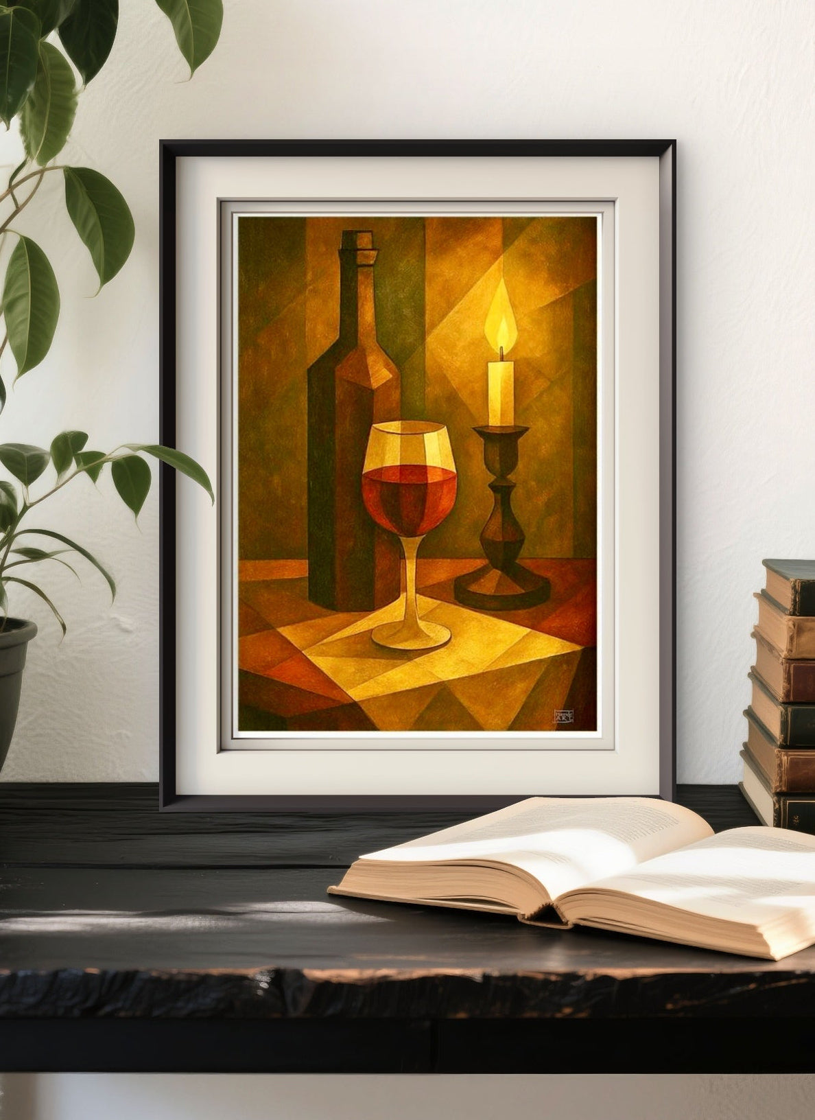 Stilleben av vin og stearinlys