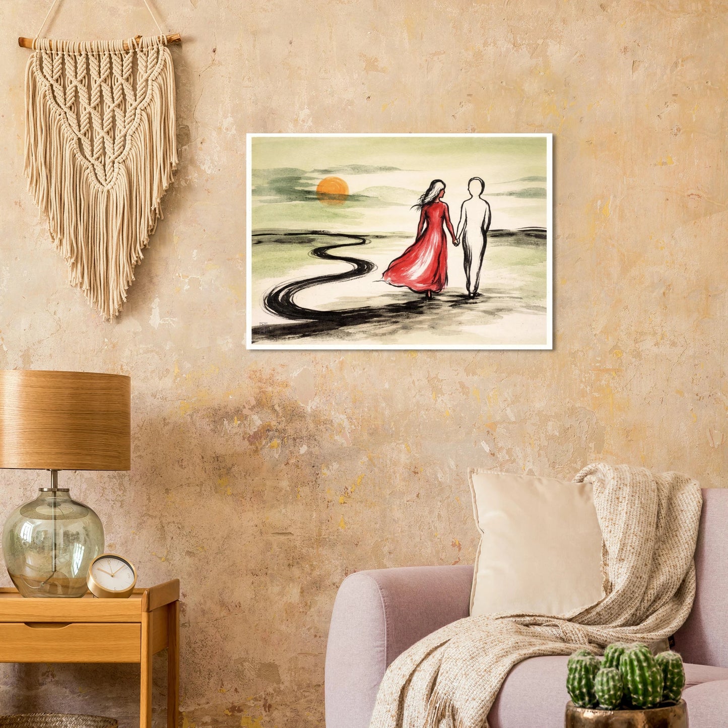 Abstrakt komposisjon med myke teksturer og balanserte farger – moderne kunstprint Til vegg