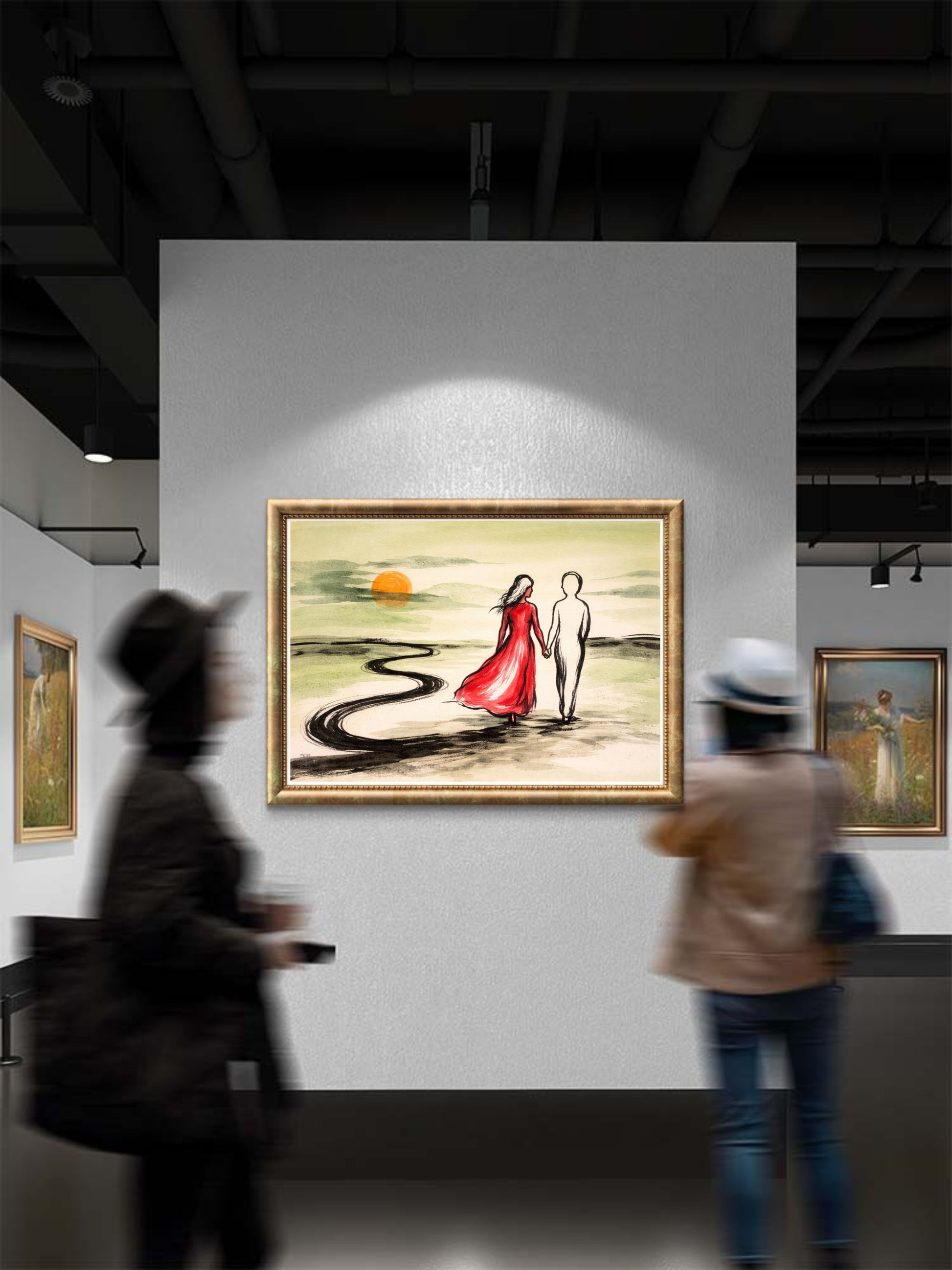 Abstrakt komposisjon med myke teksturer og balanserte farger – på museum