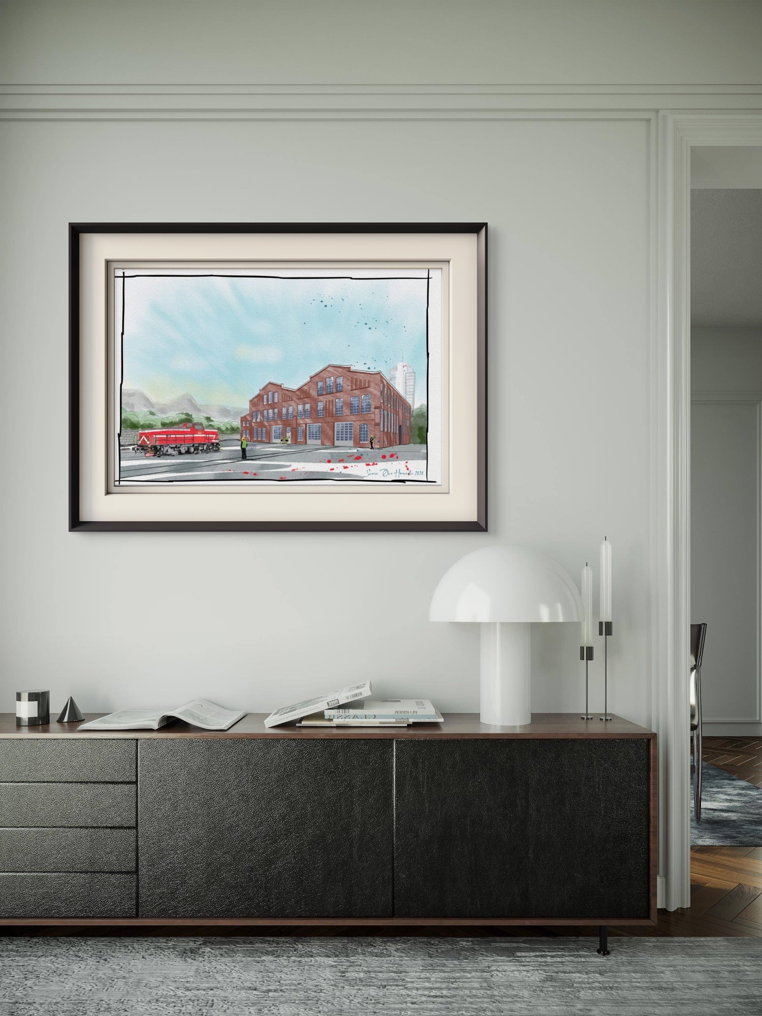 Jernbaneverkstedet – Historisk Narvik kunstprint-HareideART