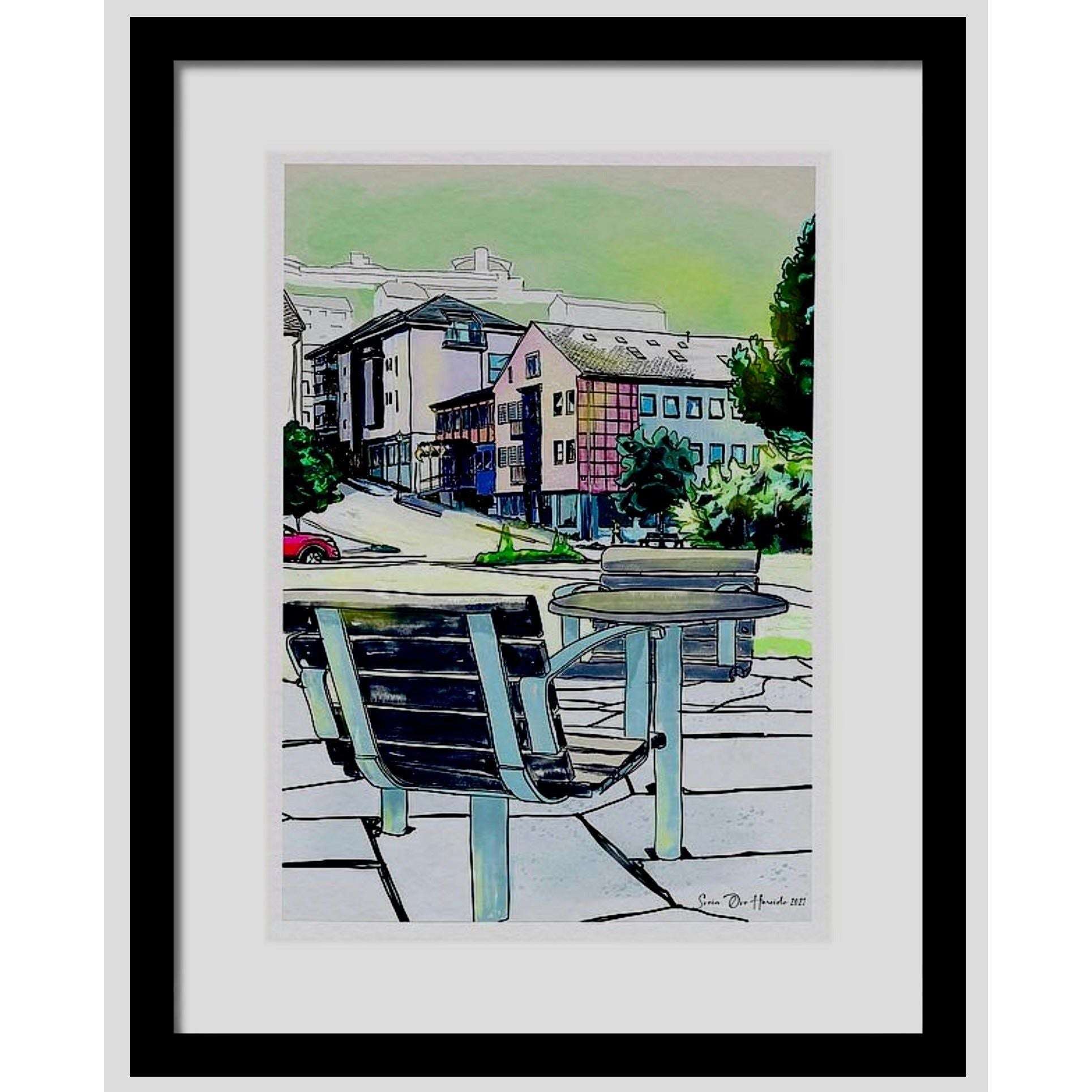 Narvik Hotell Wivel i sort ramme – nostalgisk kunstprint av ikonisk Narvik-hotell, nordnorsk kulturhistorie av HareideART